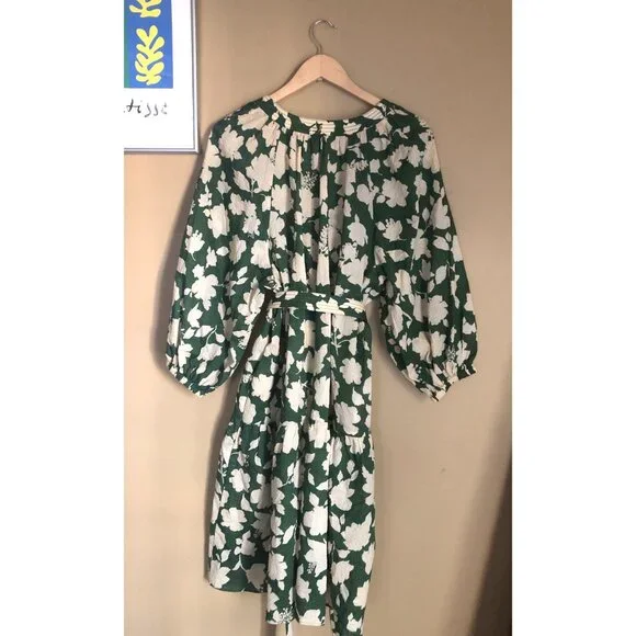 Ann Mashburn green shadow floral seersucker tiered Allegra dress - Picture 6 of 8